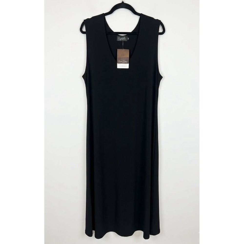 NWT Simpli Grand 3X Black Tank Dress Resort Canada Casual Jersey Plus Size $200